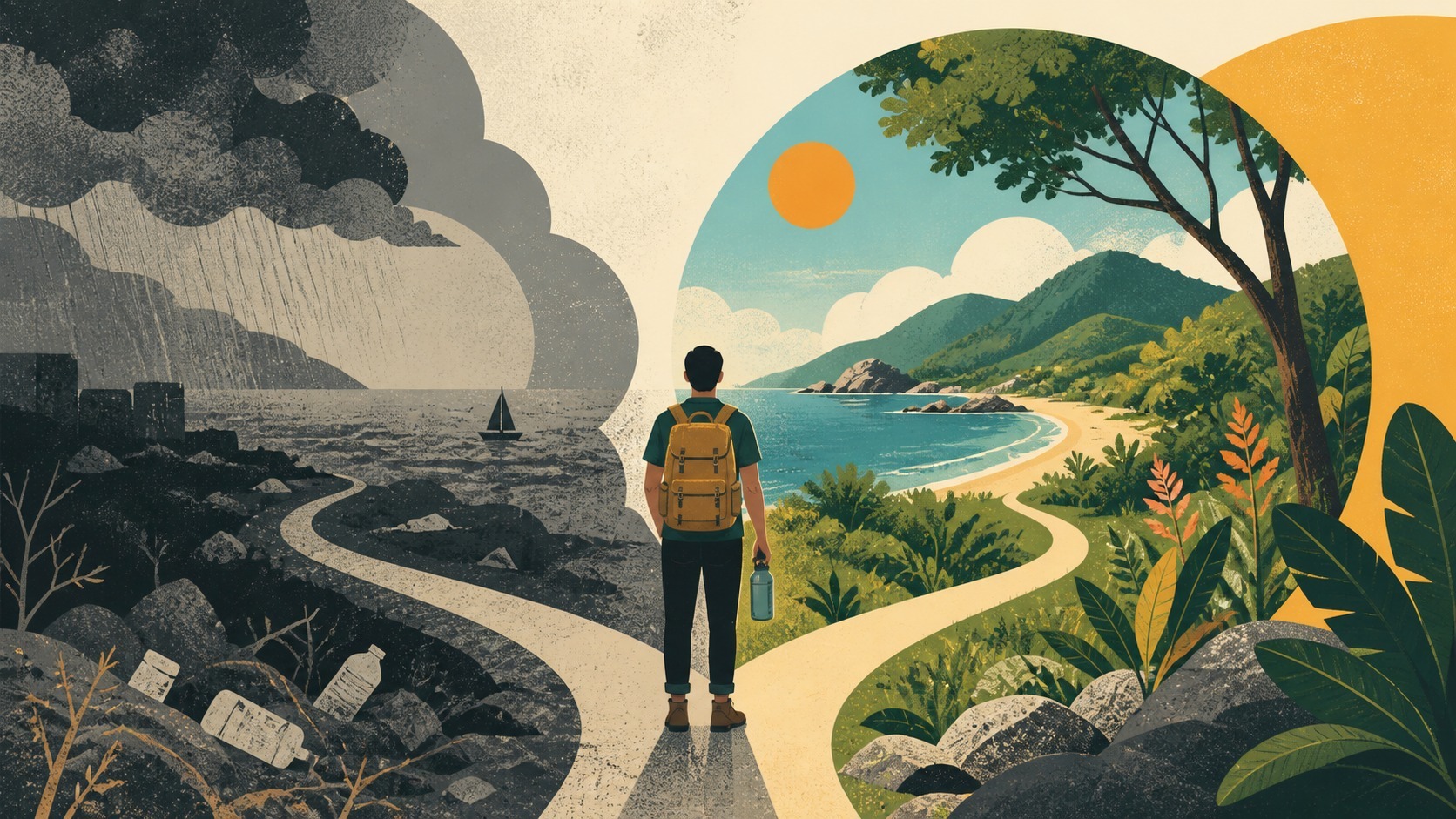 Asking what would have happened without acting improves the evaluation: Traveling while caring for the places that welcome us