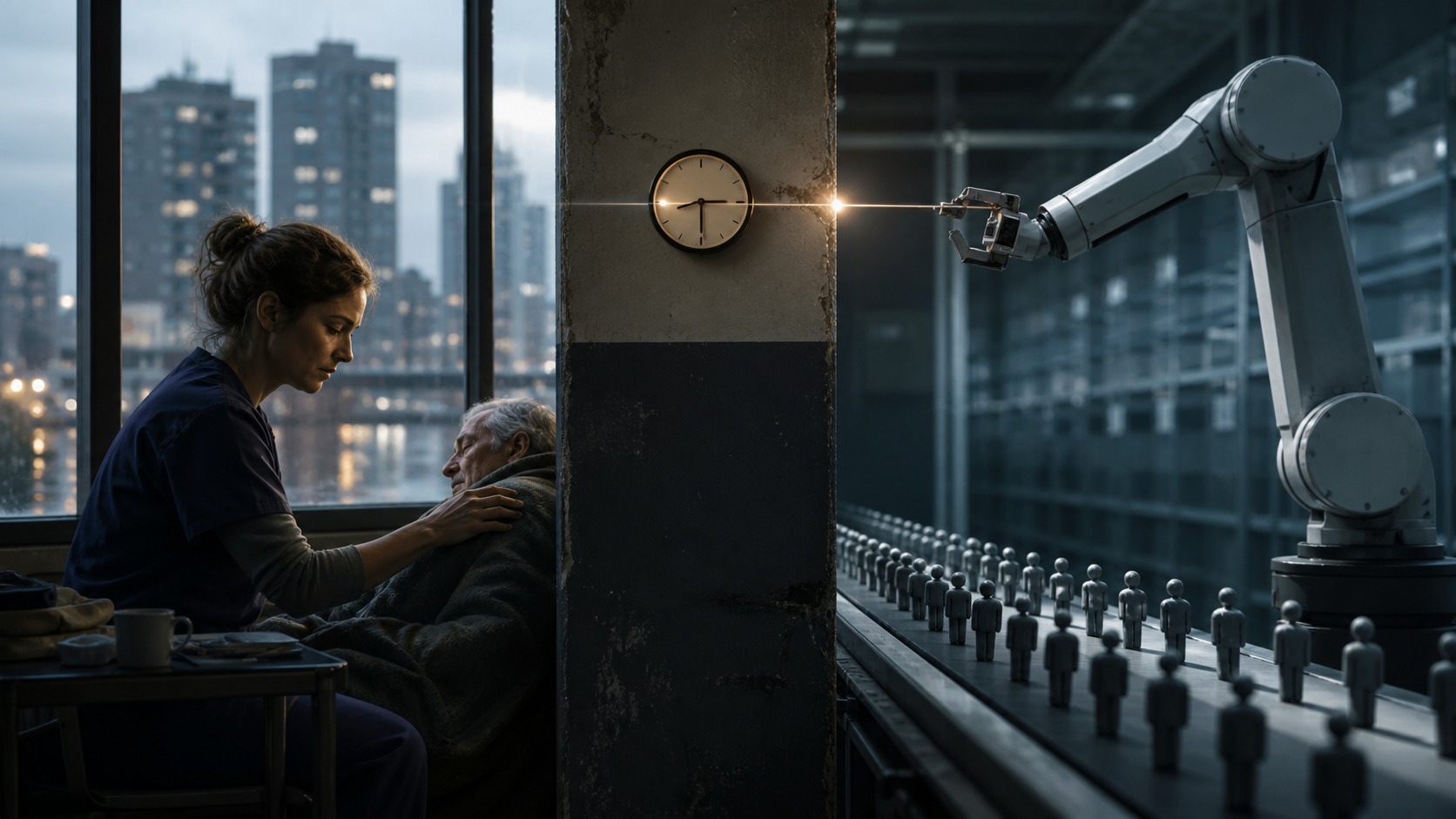 The minute a decision ceases to be abstract: Decent work in the age of automation