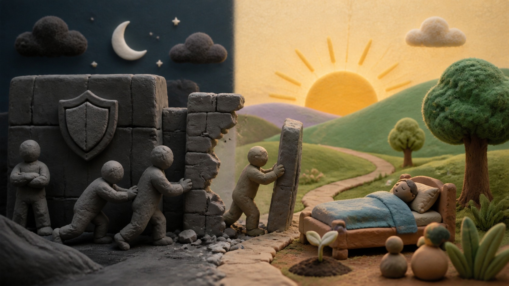 Repair begins when we stop defending ourselves: Sleeping is also building a future